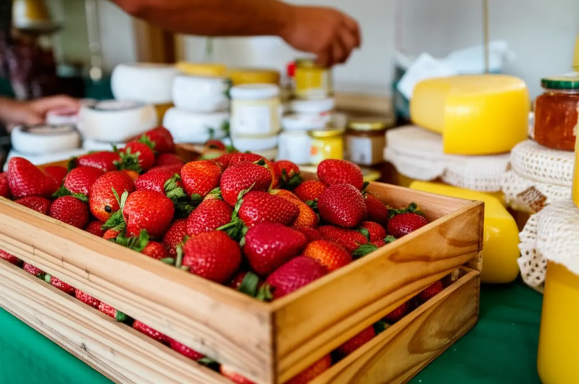 Produtos frescos do agroturismo em Domingos Martins.