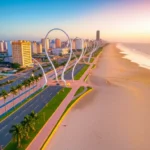 Orla de Atalaia, Aracaju, ao amanhecer, vista aérea.