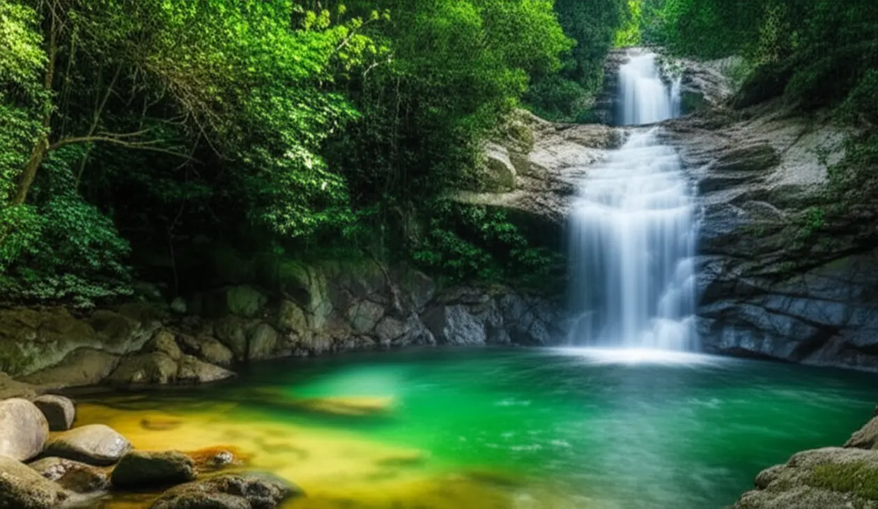 Cachoeira do Prumirim, Ubatuba, com piscina natural.