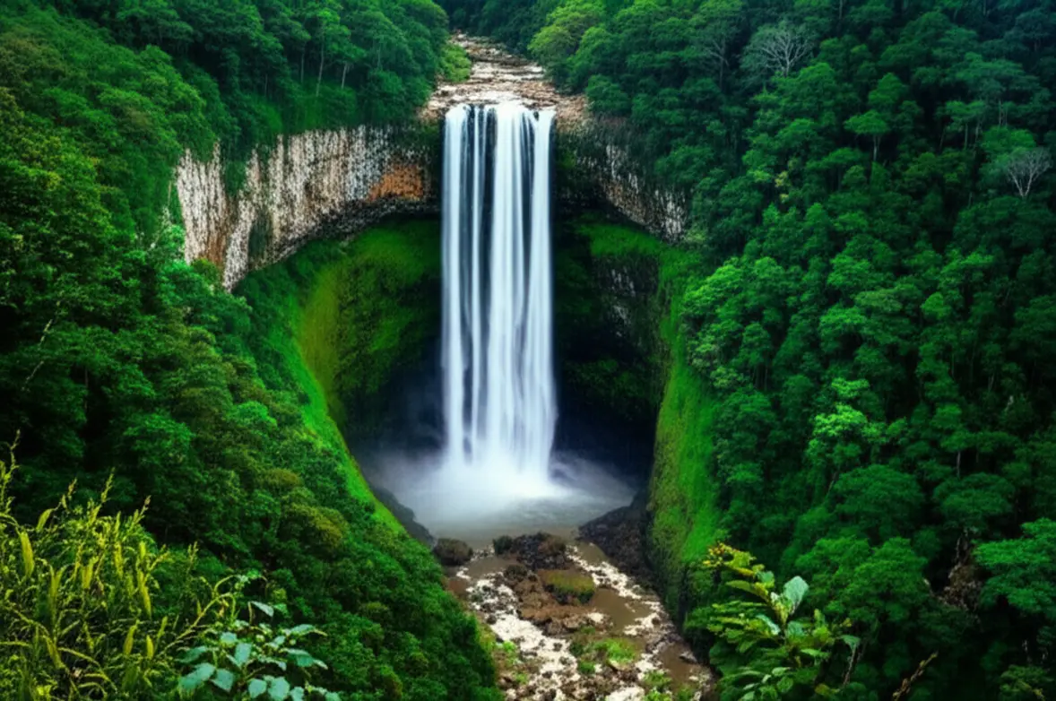Queda d'água Cascata do Caracol no Parque Estadual em Canela.