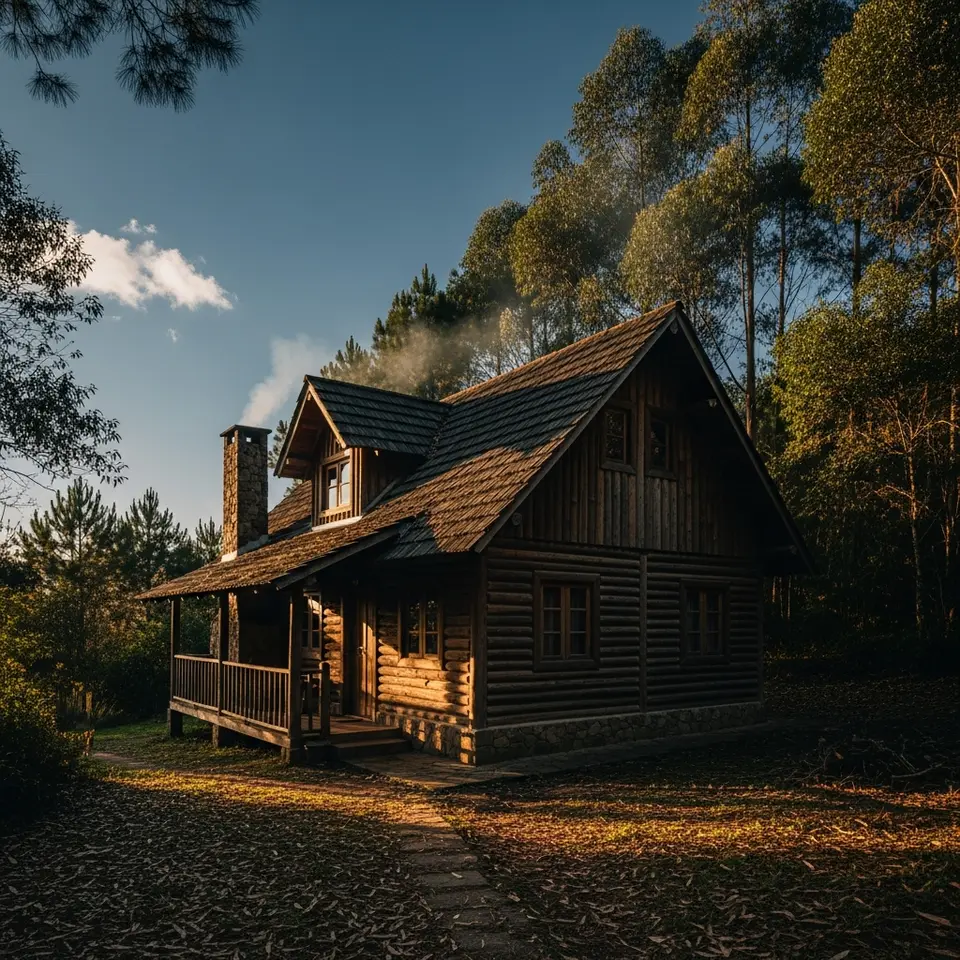 Chalé de madeira isolado em Monte Verde, Minas Gerais.