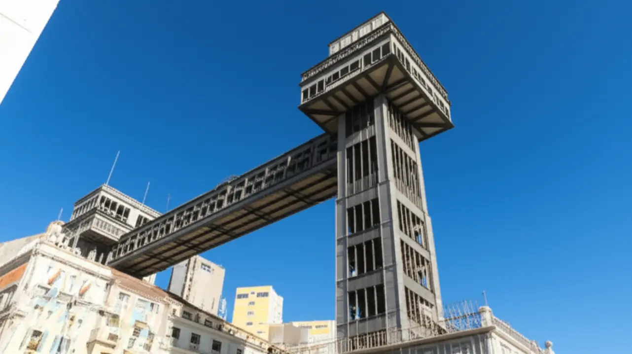 Elevador Lacerda, Salvador, visto da Cidade Baixa, ligando os dois níveis da cidade.