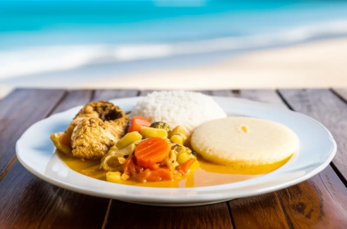 Prato de Peixada Potiguar, culinária típica de Maracajaú.