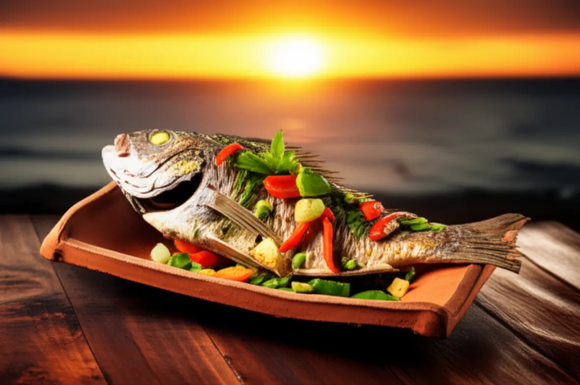 Prato de Peixe na Telha, gastronomia típica de Fernando de Noronha.