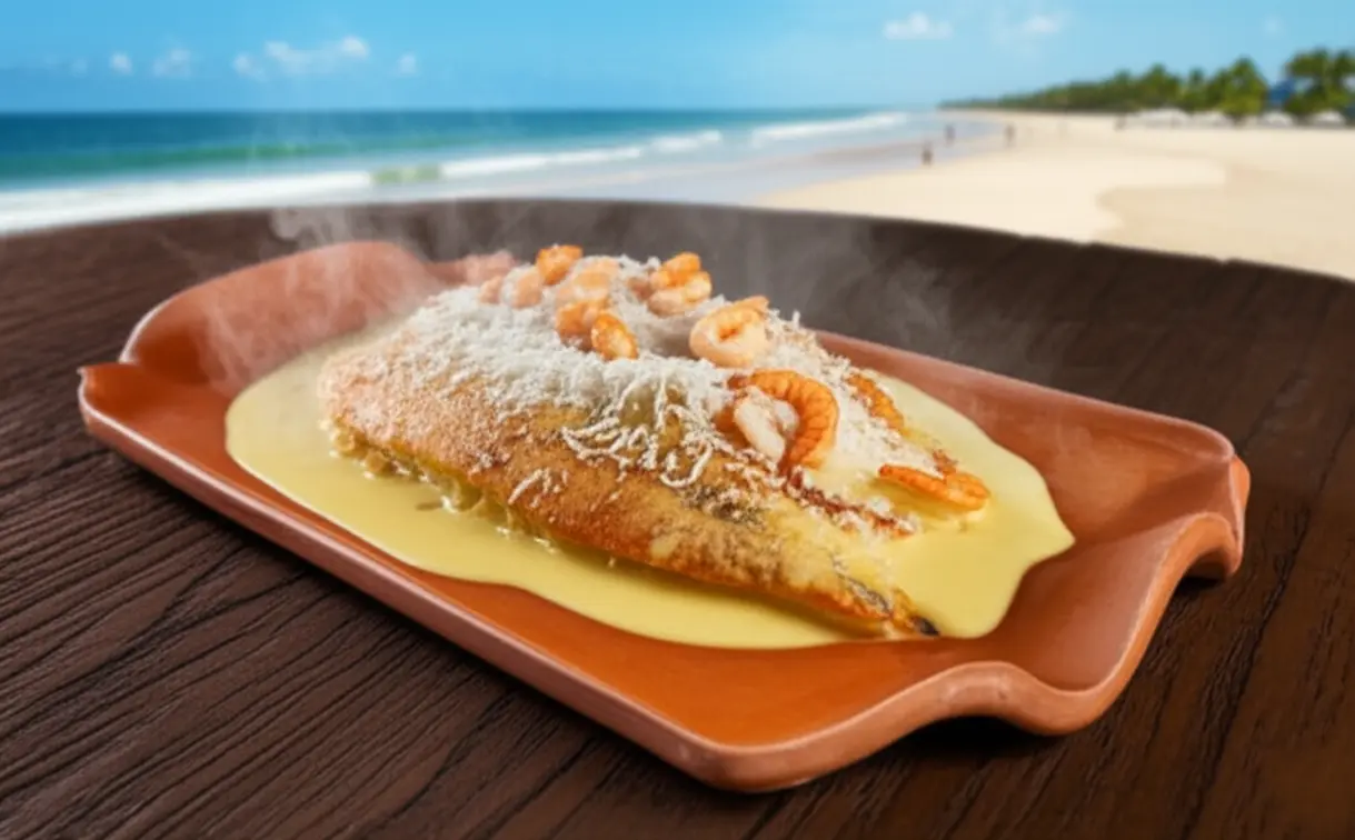 Prato de Peixe na Telha em restaurante de Porto de Galinhas.