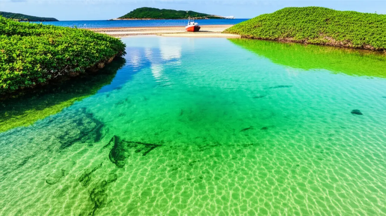 Águas cristalinas e calmas da Ilha do Japonês em Cabo Frio.