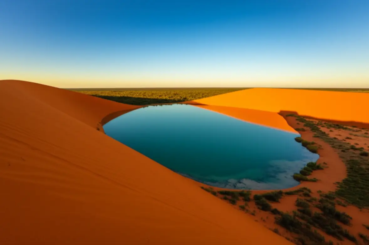 Dunas do Jalapão e fervedouro de água cristalina ao pôr do sol.