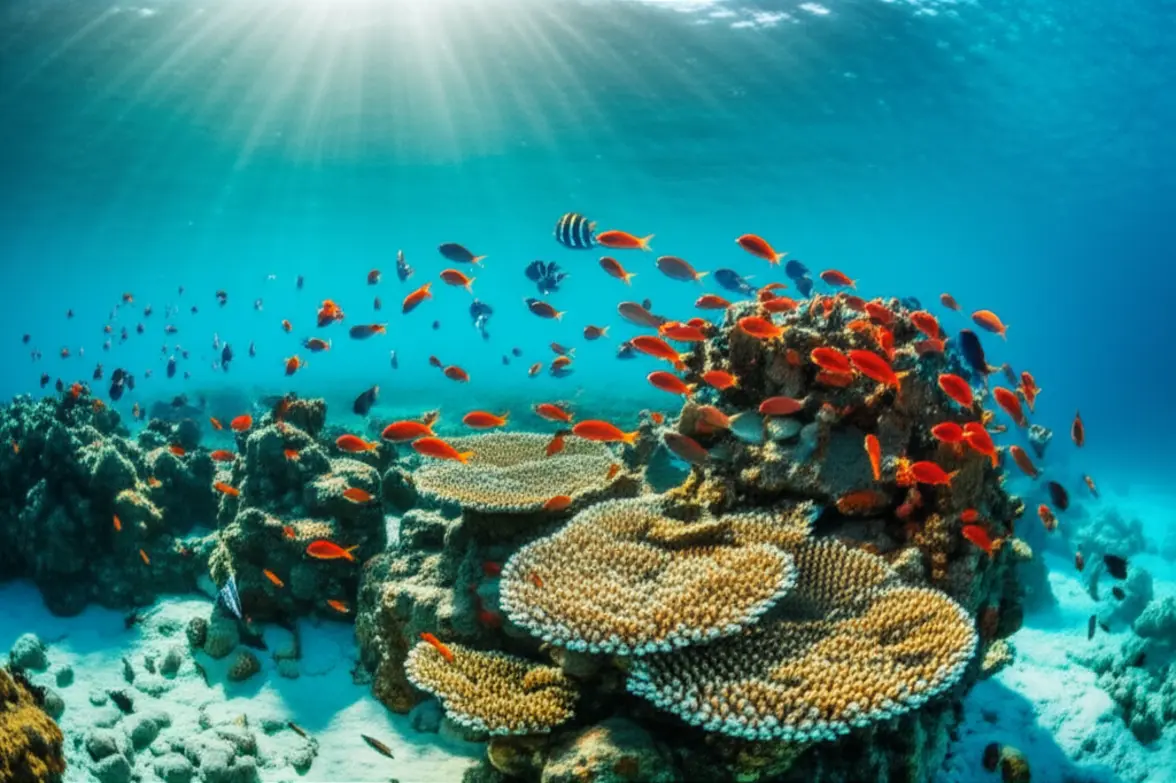 Mergulho nos Parrachos de Maracajaú com águas cristalinas.