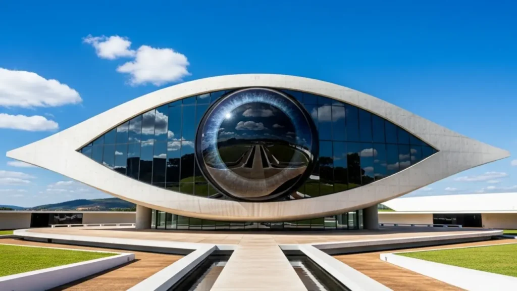 Arquitetura do Museu Oscar Niemeyer (MON) em Curitiba.