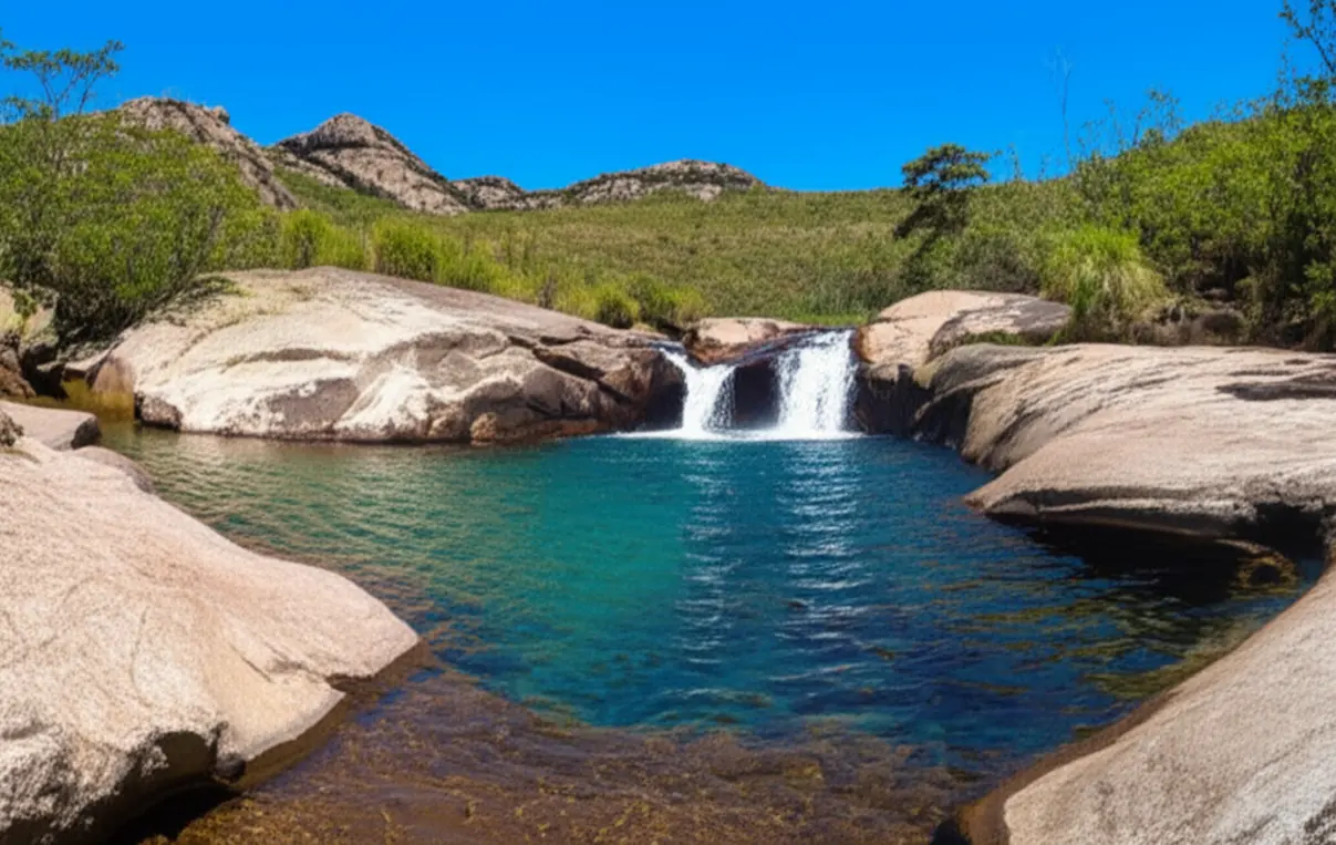 Cachoeira da Sentinela com águas cristalinas no Parque do Biribiri.