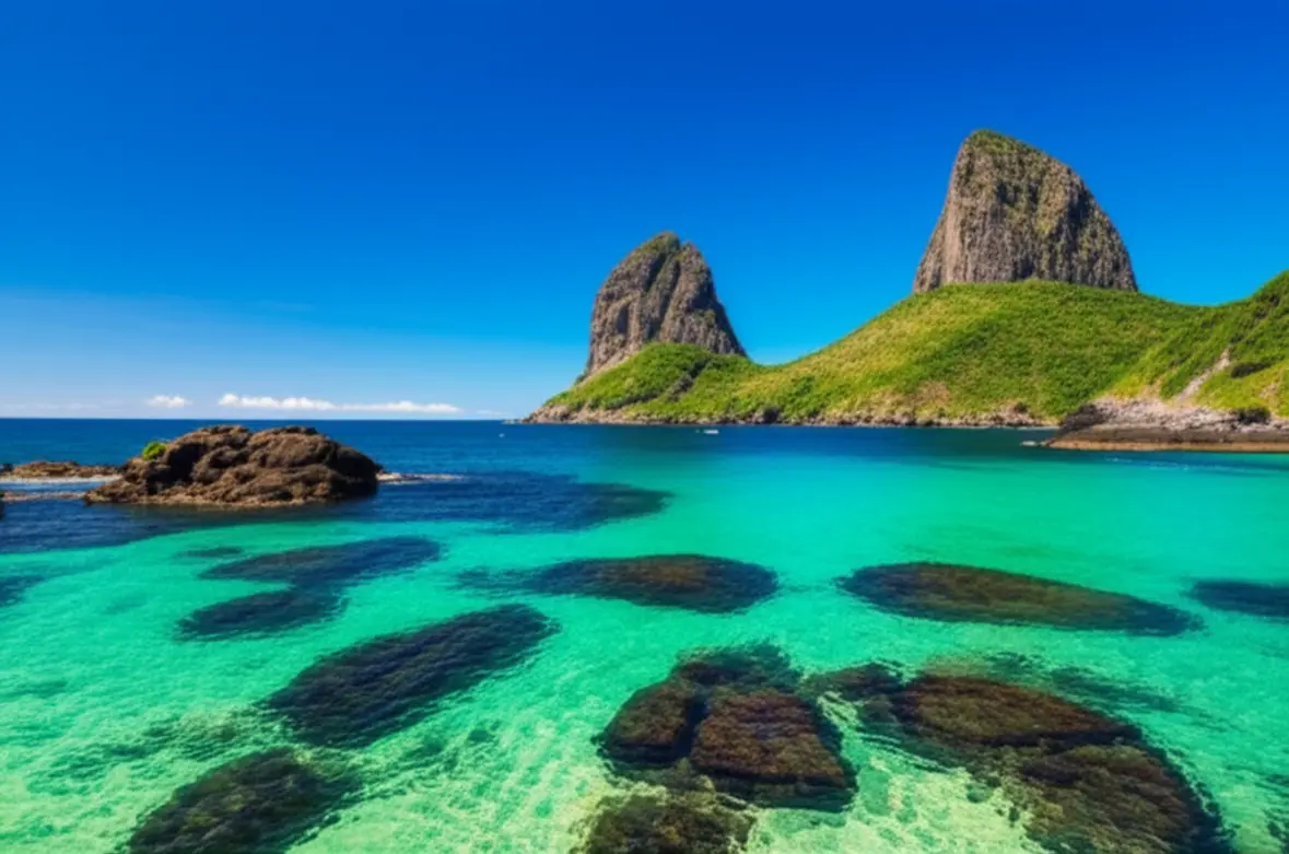 Morro Dois Irmãos e Baía dos Porcos, ícones de Fernando de Noronha.
