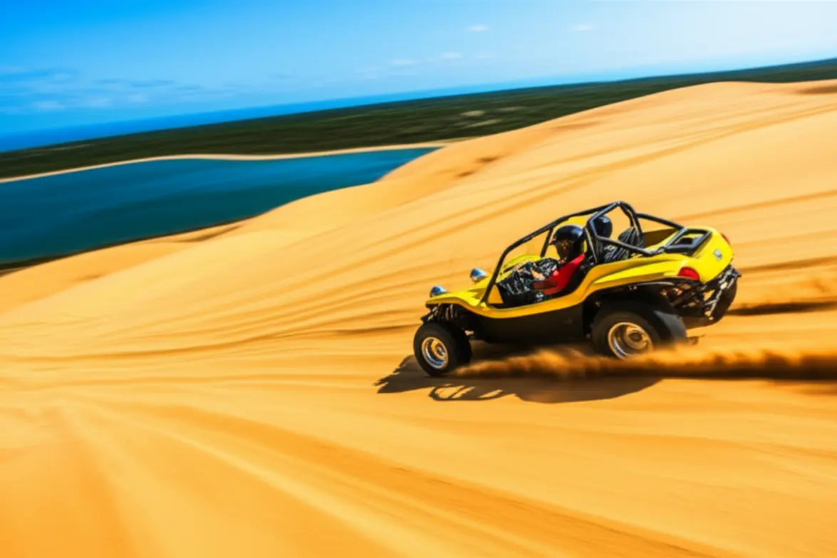 Buggy em passeio pelas dunas próximo à Lagoa de Pitangui.