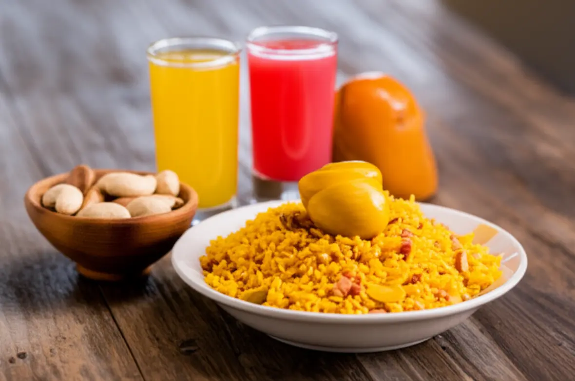 Prato regional brasileiro com pequi e castanhas de baru na Chapada dos Veadeiros.