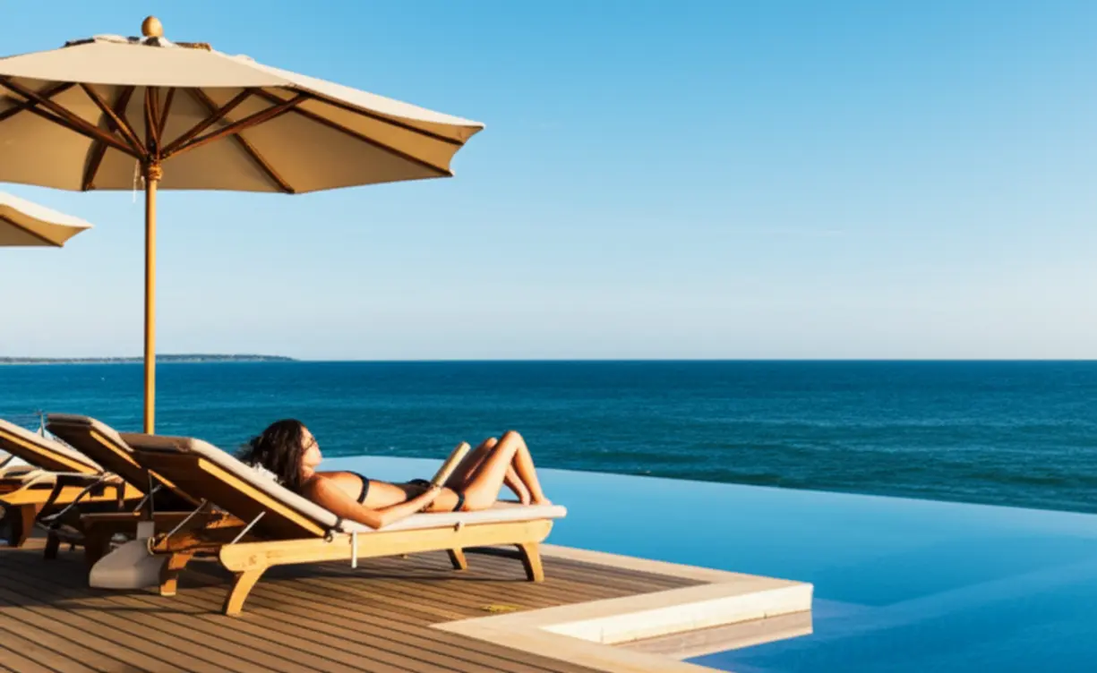 Piscina de borda infinita em resort de luxo com vista panorâmica para o mar em Alagoas.