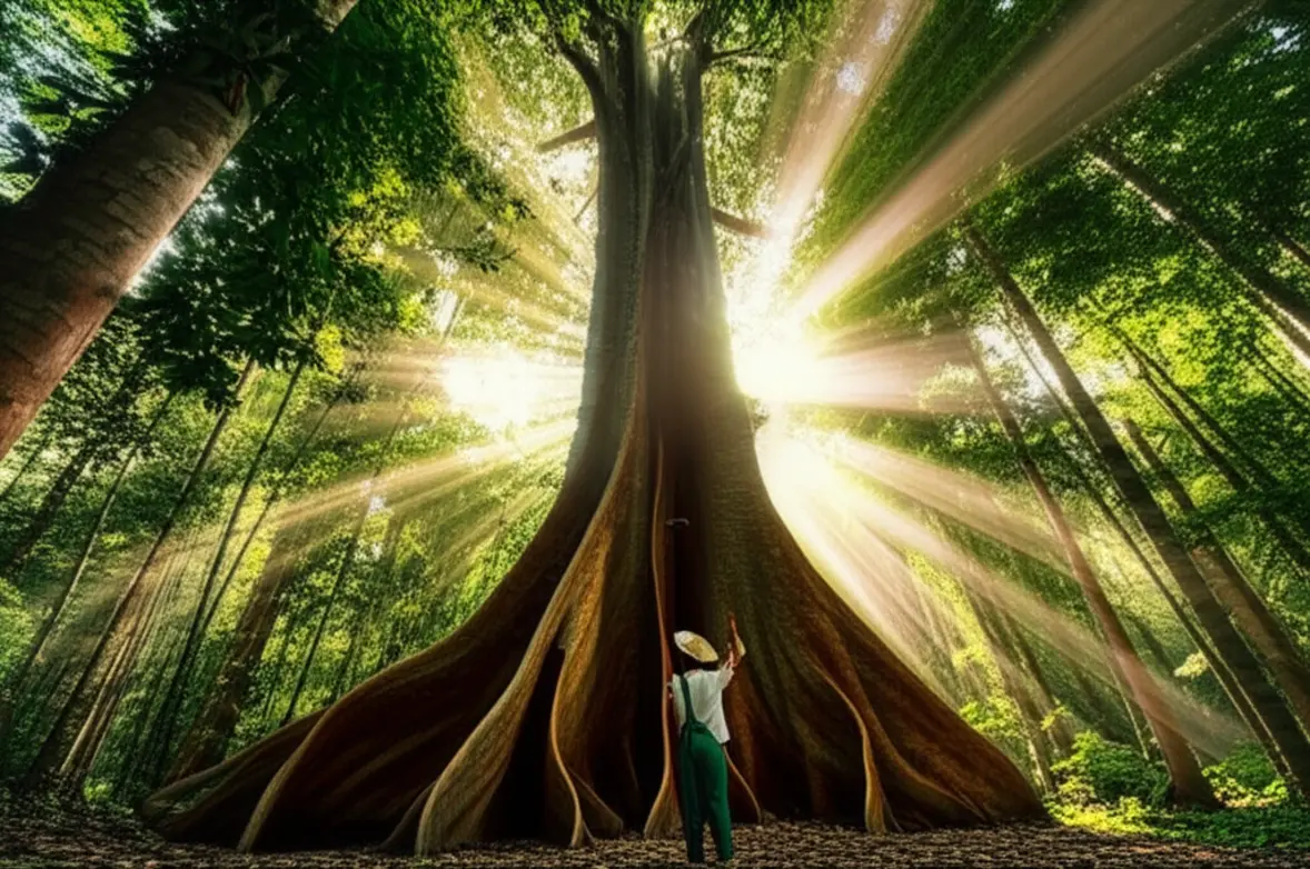 Árvore Samaúma gigante dentro da Floresta Nacional do Tapajós.