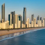 Skyline moderno de Balneário Camboriú ao pôr do sol.