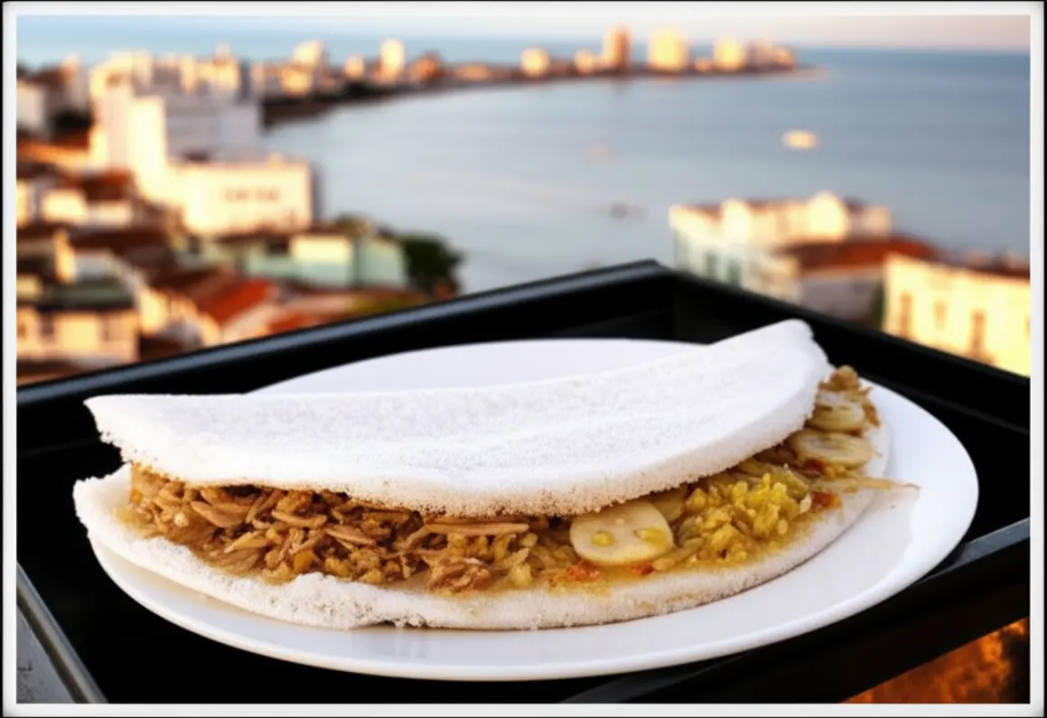 Tapioca sendo preparada em barraquinha com vista do Alto da Sé.