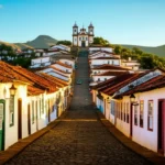 Vista panorâmica de Tiradentes com a Igreja Matriz e a Serra de São José.