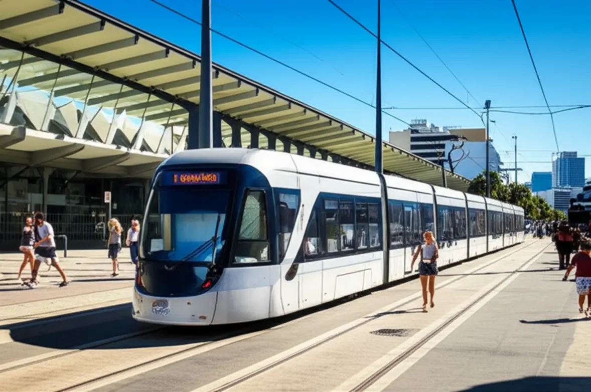 VLT passando na frente do Museu do Amanhã na Praça Mauá, Rio de Janeiro.