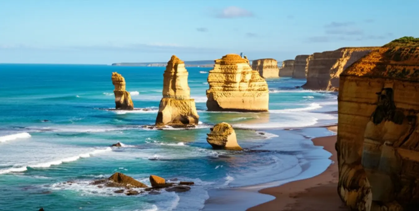 As majestosas formações rochosas dos 12 Apóstolos na Great Ocean Road.