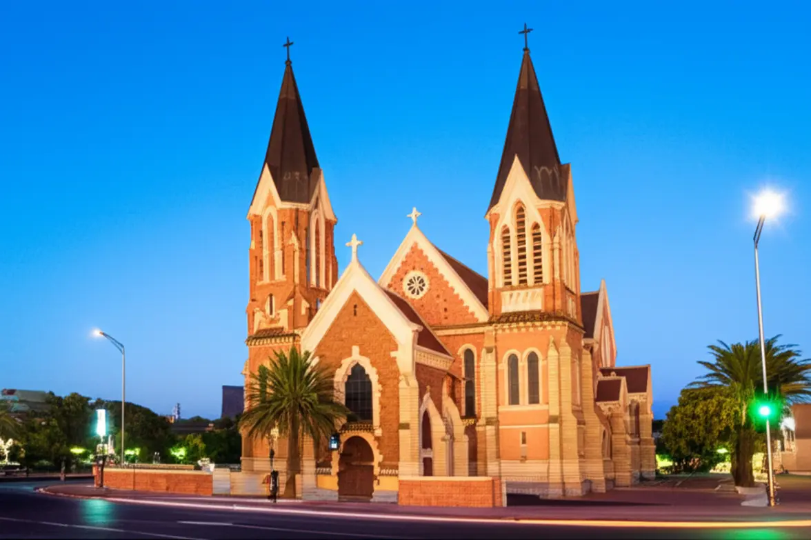Fachada da histórica igreja luterana Christuskirche em Windhoek.