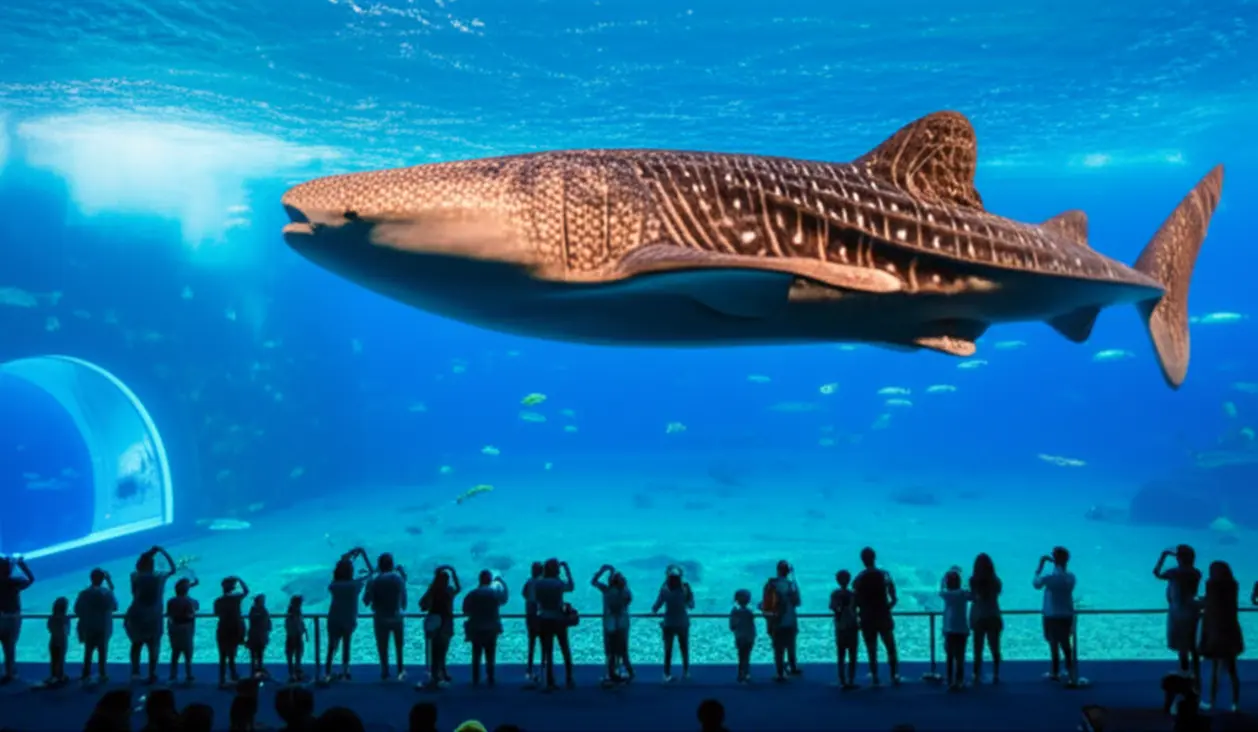 Tubarão-baleia majestoso nadando no Georgia Aquarium em Atlanta.