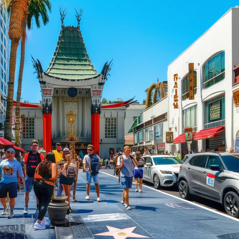 Calçada da Fama e Teatro Chinês em Hollywood.