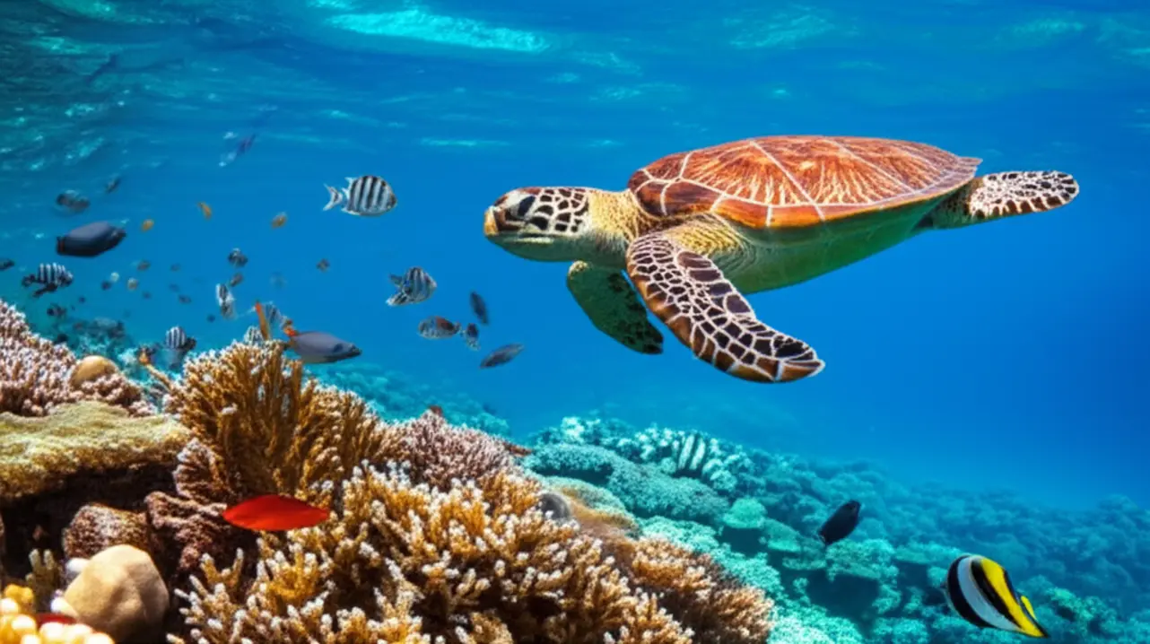 Mergulhador explorando os corais coloridos da Barreira de Corais Mesoamericana em Roatán.