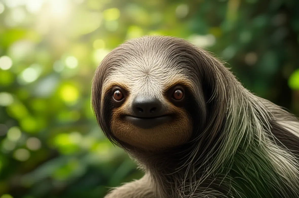 Um bicho-preguiça fofo em um santuário de vida selvagem em Roatán.