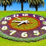 Relógio de Flores colorido em Viña del Mar, Chile, em um dia ensolarado.