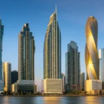 Panorama da Cidade do Panamá mostrando os arranha-céus modernos da Avenida Balboa ao entardecer.