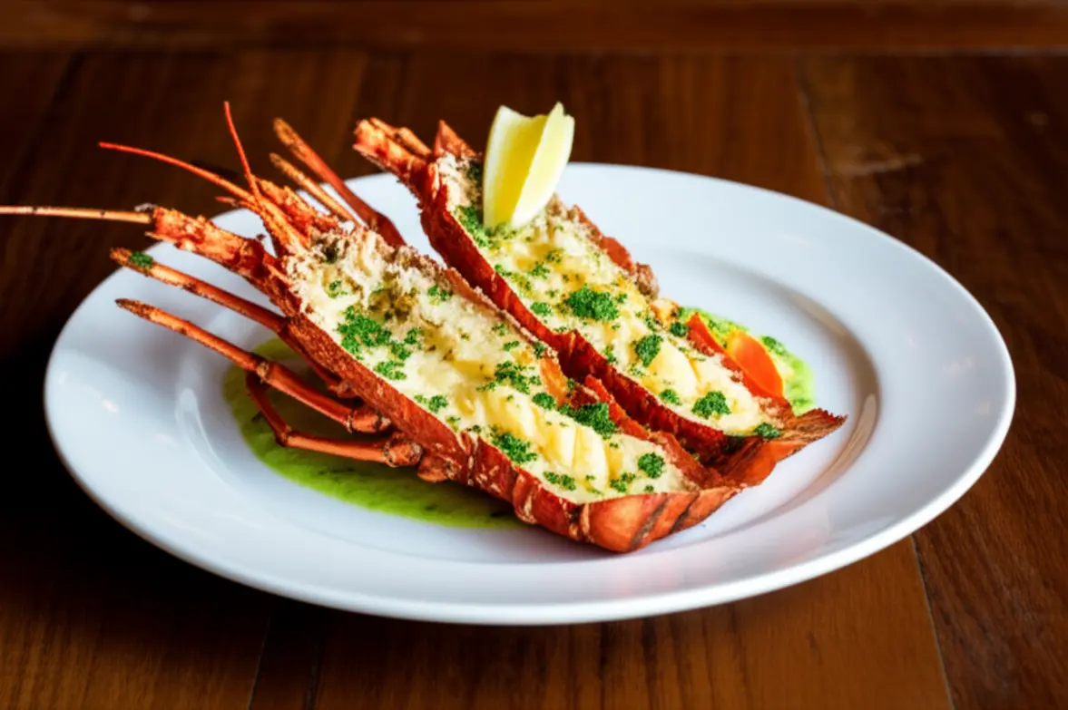 Prato de lagosta grelhada típica das Ilhas Galápagos.