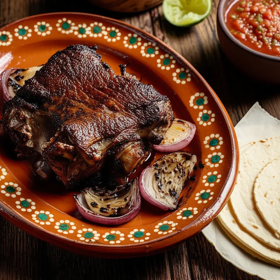 Prato tradicional de Cabrito Assado, especialidade da culinária de Monterrey.