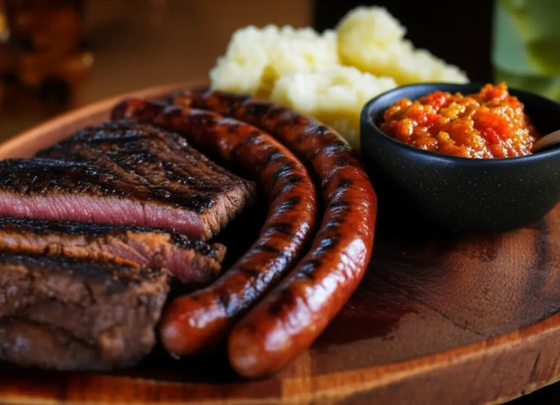 Prato de churrasco sul-africano tradicional conhecido como Shisa Nyama.