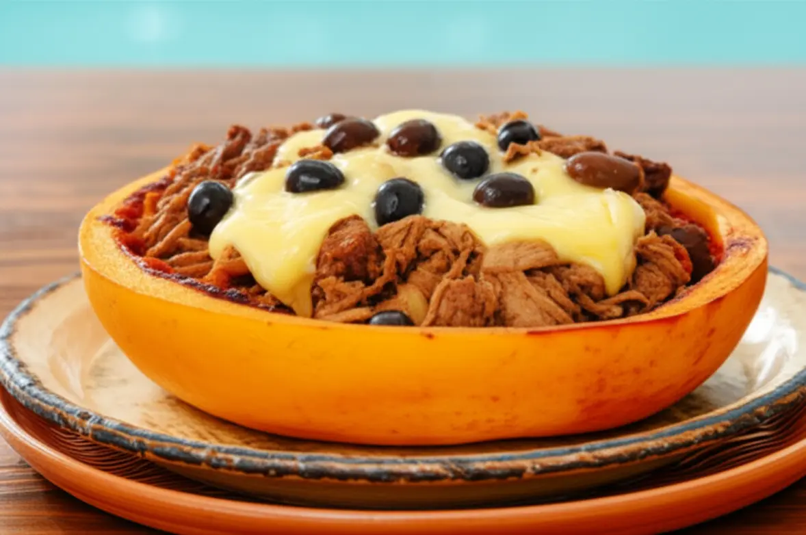 O prato tradicional Keshi Yena servido em um restaurante à beira-mar em Aruba.