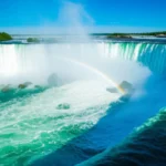 Vista panorâmica das Horseshoe Falls no lado canadense de Niagara Falls.