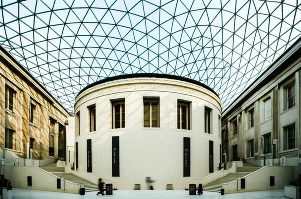 Interior moderno e clássico do Great Court no British Museum.