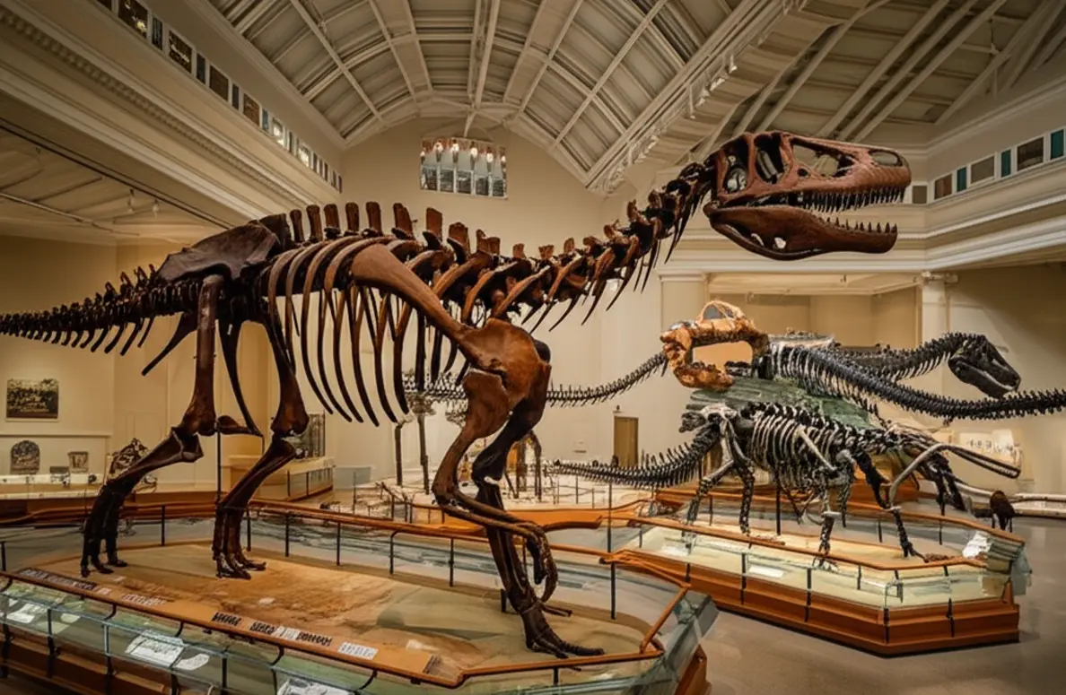 Esqueleto de dinossauro no Museu de Ciências Naturais de Houston.