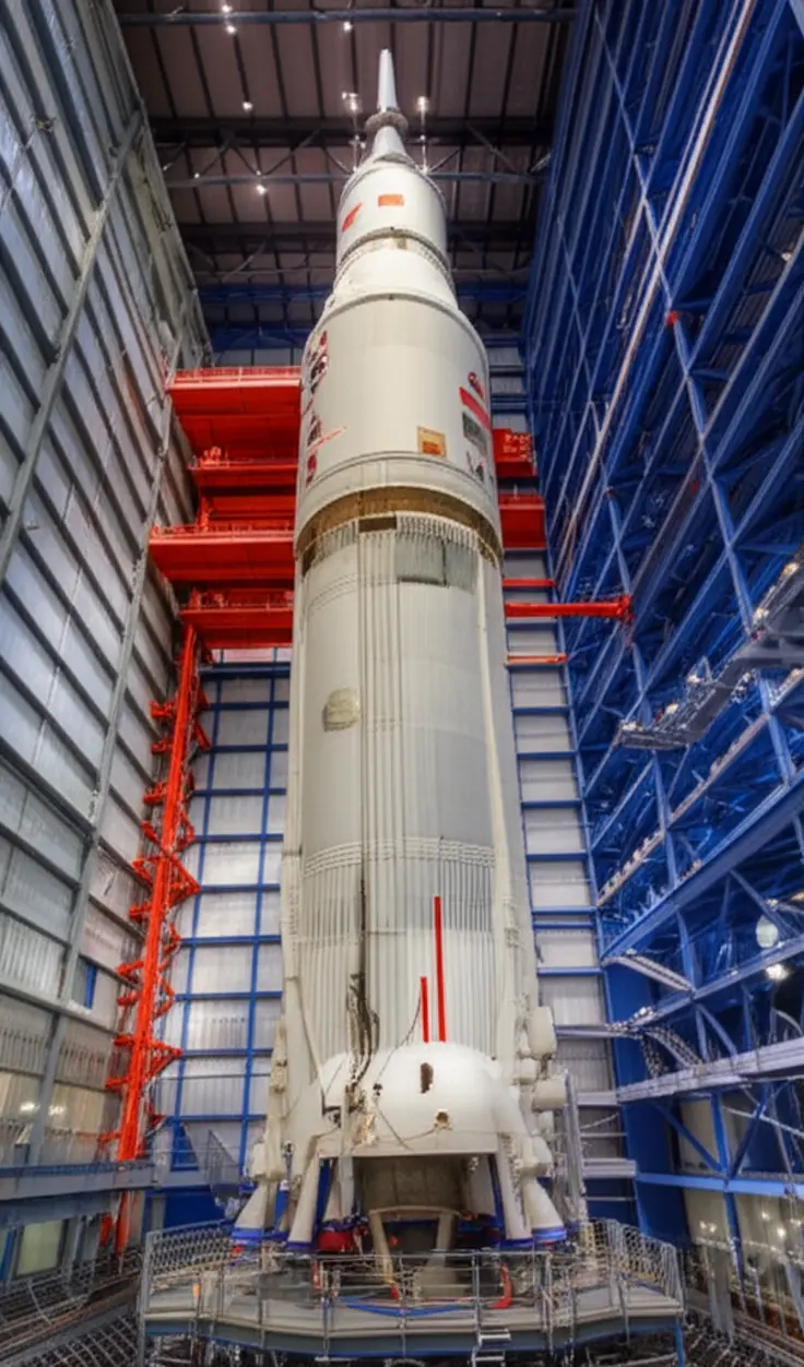 Foguete Saturn V original no Space Center Houston da NASA.