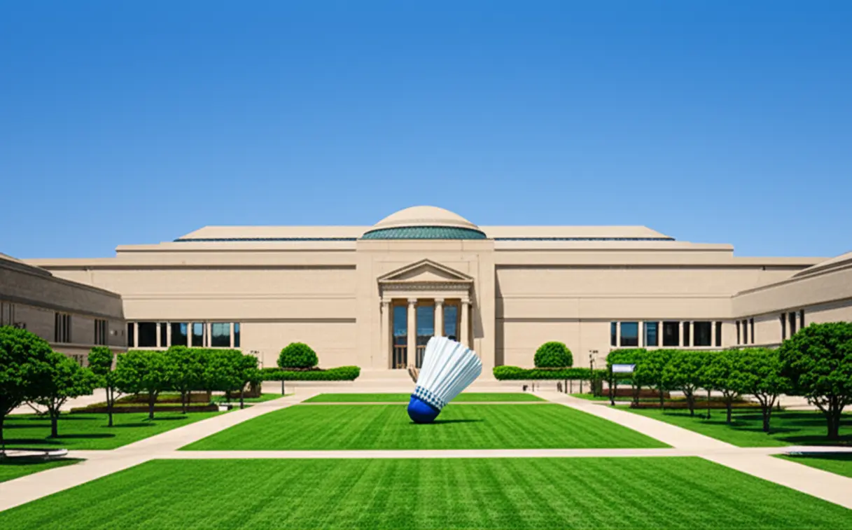 Escultura de peteca gigante no gramado do Museu de Arte Nelson-Atkins em Kansas City.