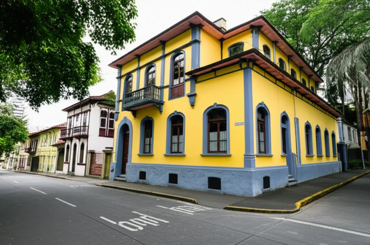 Casarões históricos coloridos no bairro Barrio Amón em San José.