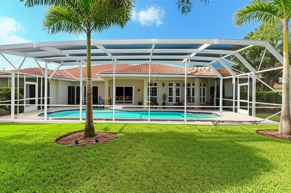 Uma casa de férias luxuosa em Kissimmee com piscina privativa e palmeiras.
