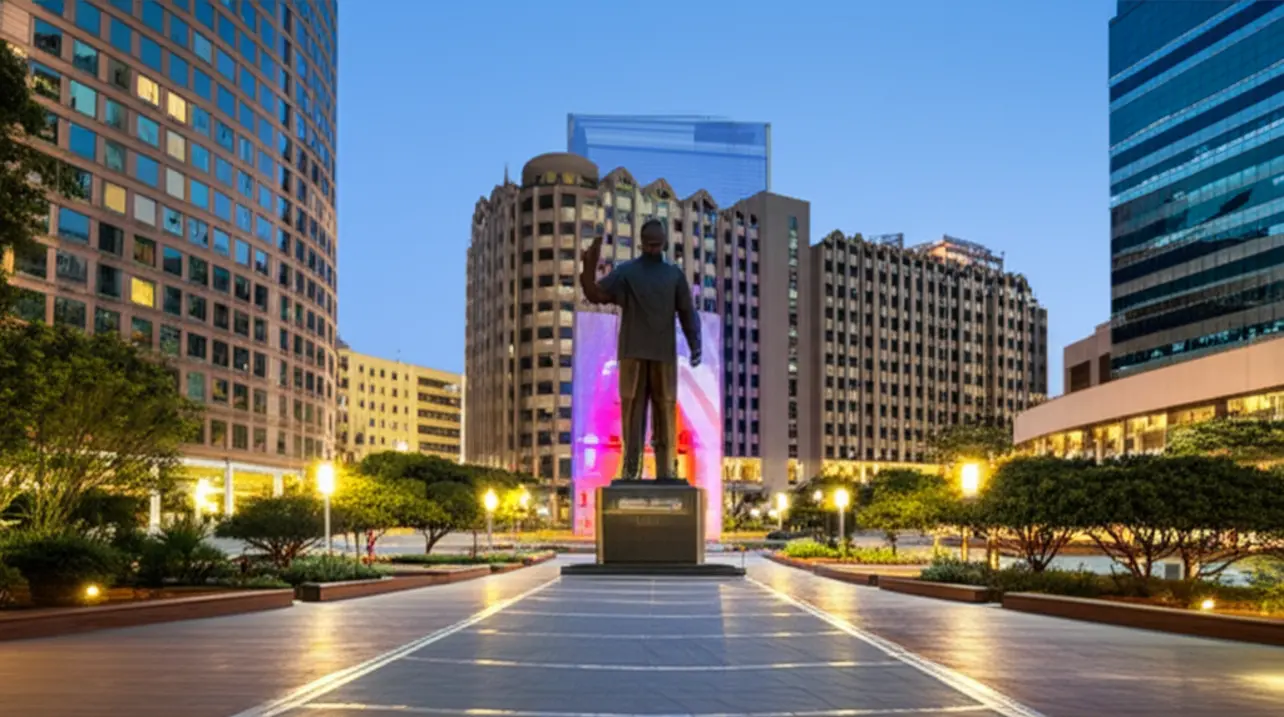 A moderna Nelson Mandela Square no centro financeiro de Sandton.