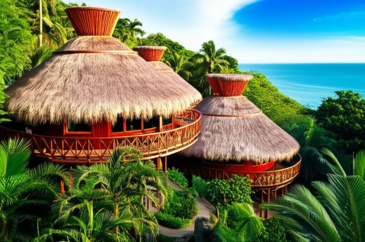 Eco-habs tradicionais de Santa Marta em meio à natureza.