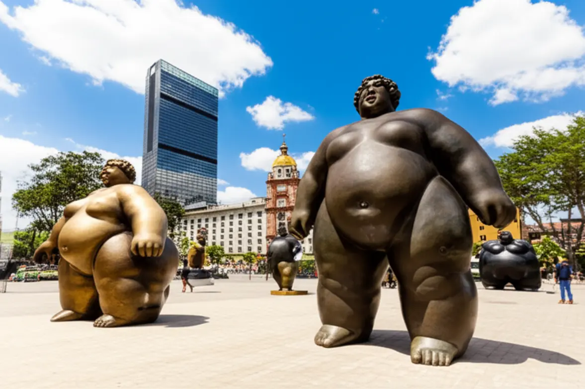 Esculturas de bronze de Fernando Botero na Plaza Botero, Medellín.