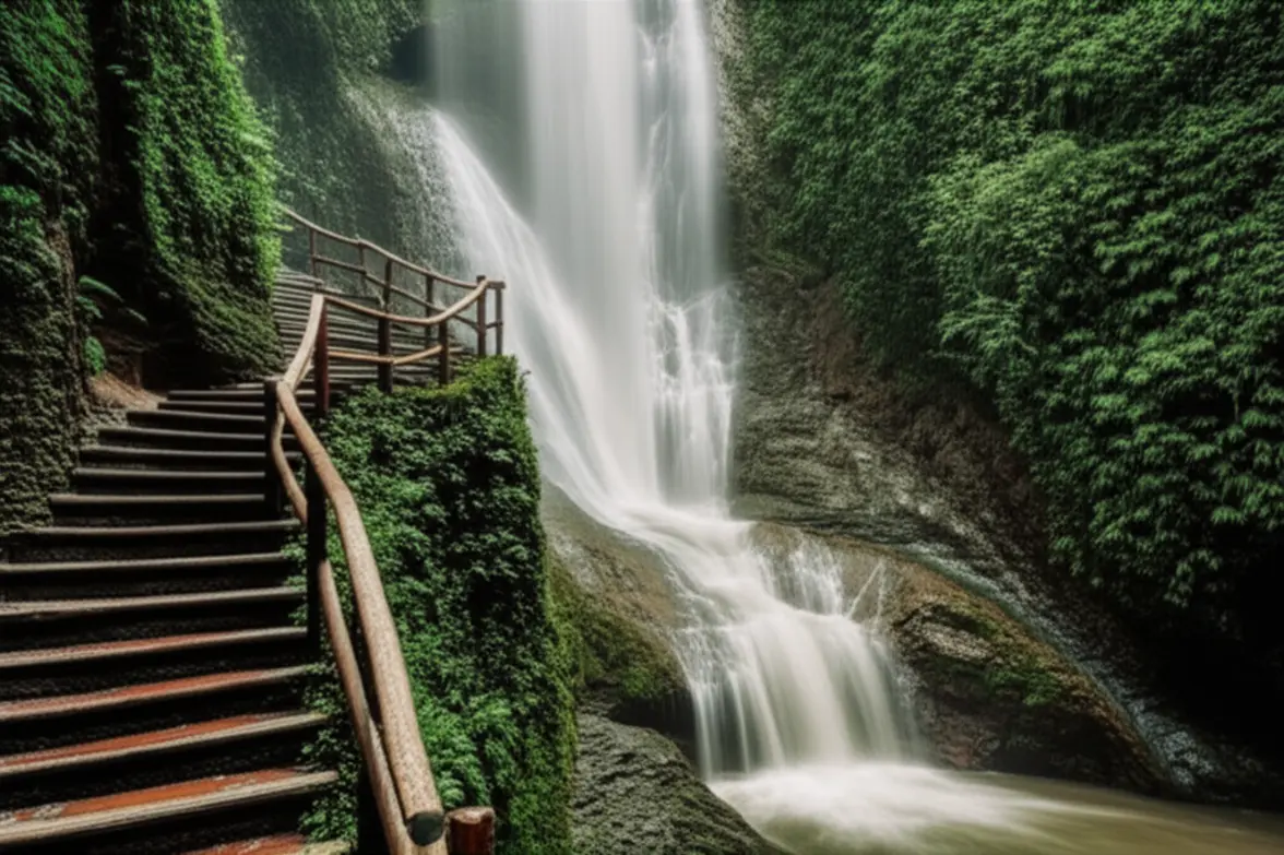 A impressionante queda d'água Pailón del Diablo em Baños.