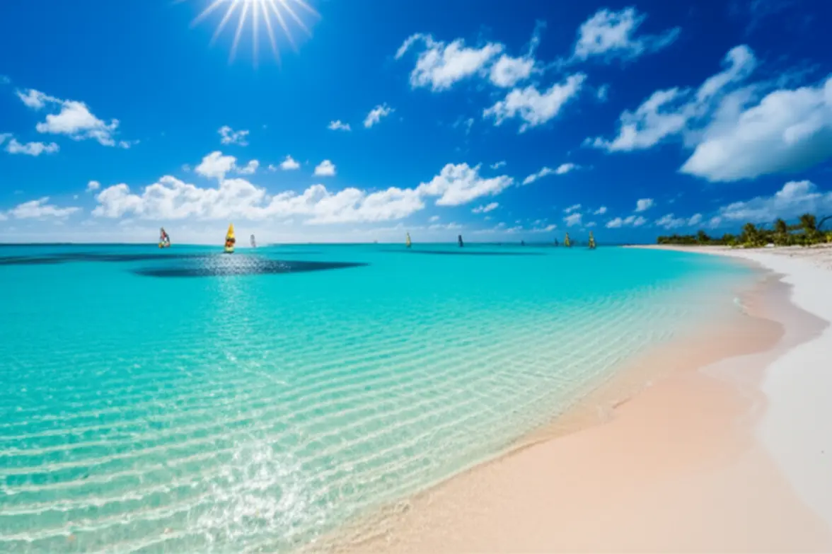 Vista aérea das águas rasas e azuladas da Baía de Lac em Bonaire.