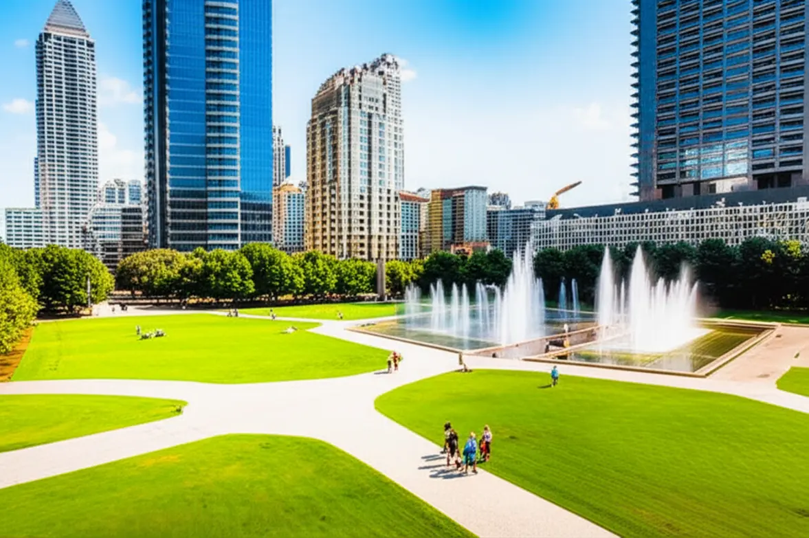 Fonte de anéis olímpicos no Centennial Olympic Park em Atlanta.